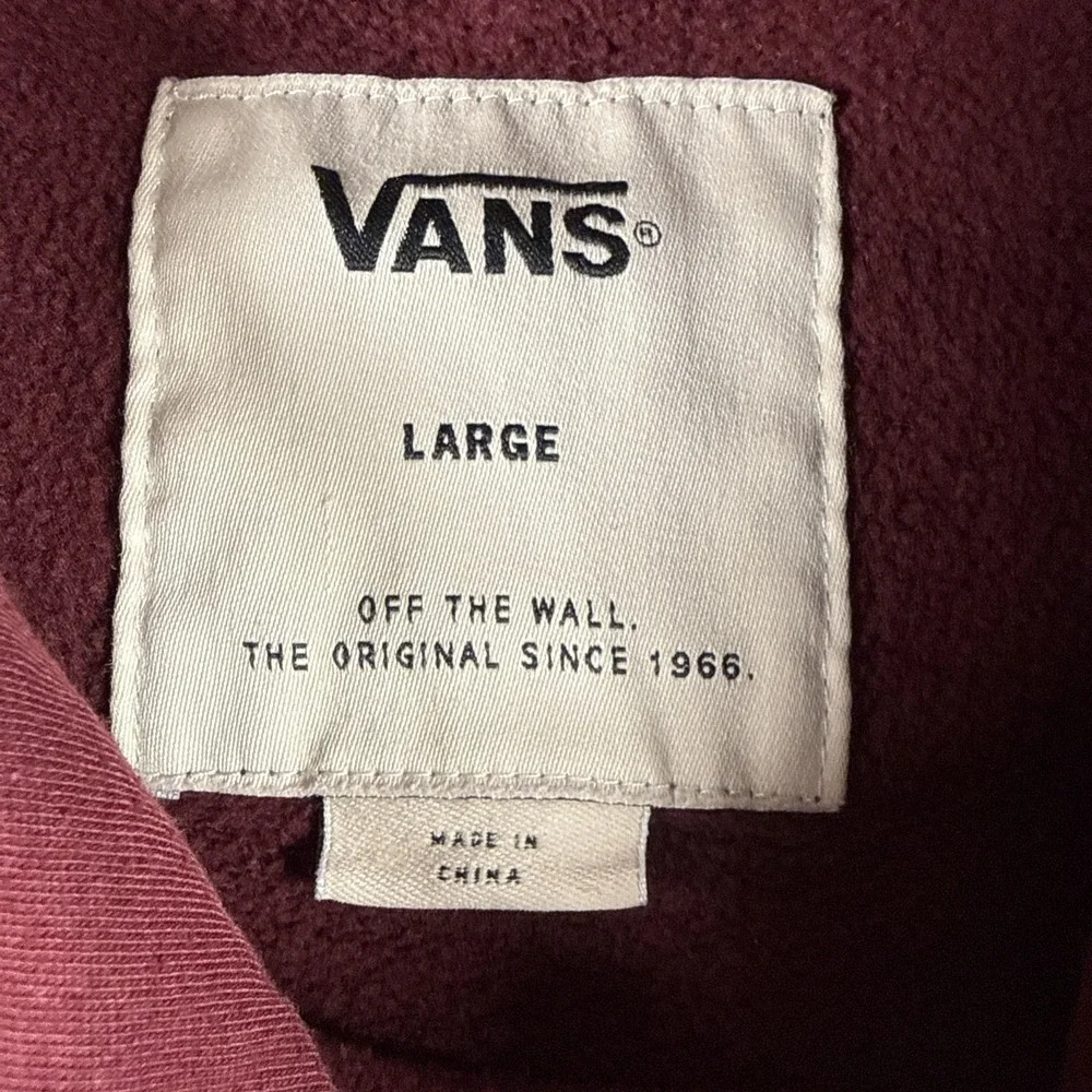 Vans Mens Pullover Hoodie Sweatshirt Burgundy Size Large Vans Graphic Logo